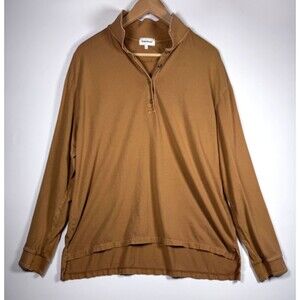 RicherPoorer Long Sleeve Polo Womens XL Brown Cotton Relaxed Fit Casual
